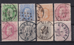 BELGIUM 1869-78 - Canceled - Sc# 35, 35a, 38, 38a, 36 - 1869-1883 Leopoldo II