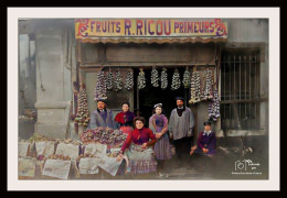 Béziers Fruits Et Légumes RICOU Vers 1900 Personnel En Devanture  - Cadre Photo Format 20 *30 Cm - Europe