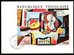 TOGO(1988) Mandolin & Guitar By Picasso. Unaddressed FDC Of S/S With Cachet And Thematic Cancel. Scott No 1465. - Picasso