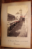 2 Photo 1890's Mosquée Becquia Près Casbah + Palais Dar Hussein Tunisie Tirage Albuminé Albumen Print Vintage - Orte