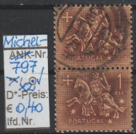 1953 - PORTUGAL - FM/DM "Ritter Zu Pferd" 1 E Karminbraun - 2x O Gestempelt - S.Scan  (port 797o X2) - Used Stamps