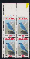 Sc#2439 20th Idaho Statehood Centennial, 25-cent 1990 Issue, Plate # Block Of 4 MNH US Postage Stamps - Plattennummern