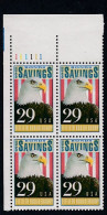 Sc#2534, Savings Bond 50th Anniversary, 29-cent 1991 Issue, Plate # Block Of 4 MNH US Postage Stamps - Plattennummern