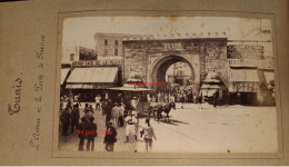 2 Photo 1890's Tunis Avenue Porte De France Rue La Mosquée Sidi Ben Arous Tunisie Tirage Albuminé Albumen Print Vintage - Orte