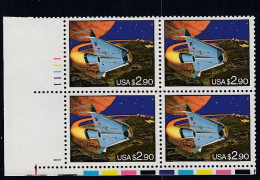 Sc#2543, Futuristic Space Shuttle, $2.90 1993 Issue, Plate # Block Of 4 MNH US Postage Stamps - Números De Placas