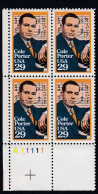 Sc#2550, Performing Arts, Cole Porter Composer 1991 Issue, Plate # Block Of 4 MNH US Postage Stamps - Plaatnummers