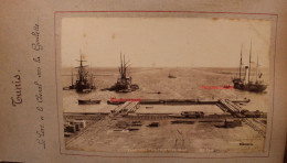2 Photo 1890's Tunis Port Et Chenal Vers La Goulette Grande Mosquée Souks Tunisie Tirage Albuminé Albumen Print Vintage - Orte