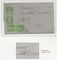 Lettre LAC 1871 2 Paires 5c Vert Empire Napoléon YT 20 GC 2451 Boite Rurale Q Gare Montereau Seine Et Marne > Gard - 1862 Napoléon III