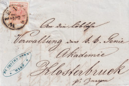 AUSTRIA 1853 - ANK 3 Hp Ib Auf Brief Von Wien Nach Klosterbruck Bei Znaim - Covers & Documents