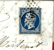 1855 LAC Timbre Empire Non Dentelé Oblit  Aubusson Pet. Ch. 167 Pour Commentry Allier Bougueret Martenot - 1849-1876: Klassik