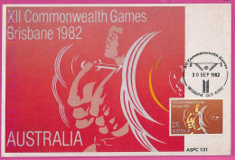 Ag3365 - AUSTRALIA - POSTAL HISTORY - Maximum Card - 1982  SPORTS Games - Maximum Cards