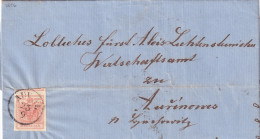 AUSTRIA 1856 - ANK 3 Hp III Breitrandig, T.A.M. Oben Auf Brief Von Auwal Nach Biechowitz - Unterfrankatur; Rs: Sgl. Rot - Covers & Documents