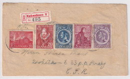 DENMARK 1948 - Reco-letter To Prague/CSR - Mi 247, 284, 286, 294 - Briefe U. Dokumente