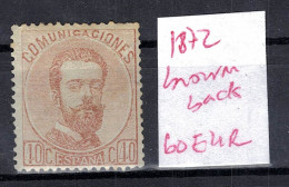 CHCT58 - Amadeo I, 1872, Brown Back, MH, Spain - Unused Stamps