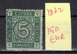 CHCT58 - Franqueo, 1872, MH, Spain - Nuovi