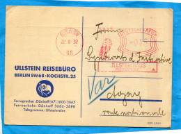 ALLEMAGNE Carte Commerciale-ULLSTEIN REISBURO Oblitération Mécanique Rouge BERLIN-22 09 1932 - Maschinenstempel