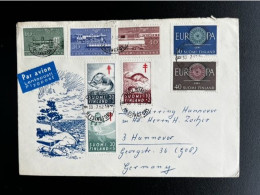 FINLAND SUOMI 1962 LETTER HELSINKI HELSINGFORS TO HANNOVER 30-07-1962 ANIMALS TRAINS - Lettres & Documents