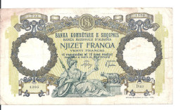 ALBANIE 20 FRANGA ND1939 VF P 7 - Albanië