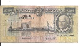ANGOLA 20 ESCUDOS 1962 VG++ P 92 - Angola
