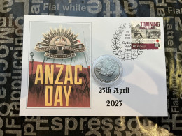 6-11-2023 (1 V 30 B) ANZAC Day 2023 - With 20 Cents Military Coin & Military Stamp - 20 Cents