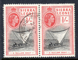 SIERRA LEONE - 1956 QEII DEFINITIVE 1/3 STAMP IN PAIR FINE USED SG 217 - Sierra Leone (...-1960)