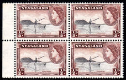 NYASALAND - 1953 QEII DEFINITIVE ½d STAMP IN BLOCK OF 4 PERF 12 FINE MNH **  SG 173 X 4 - Nyasaland (1907-1953)