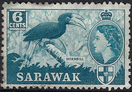 SARAWAK 1957 QEII 6c Greenish-Blue SG191 Used - Sarawak (...-1963)