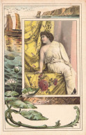 FANTAISIES - Femme Assise - Fleurs - Colorisé - Carte Postale Ancienne - Women