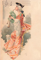 ARTS - Peintures Et Tableaux - Une Femme élégante Jouant Un Instrument De Musique - Carte Postale Ancienne - Malerei & Gemälde