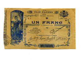 1 Franc Ville Amiens 1914 - Bons & Nécessité