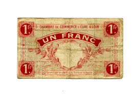 1 Franc Chambre De Commerce Eure & Loir 1915 - Bons & Nécessité
