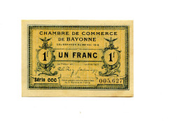 1 Franc  Chambre De Commerce De Bayonne 1916 - Bons & Nécessité