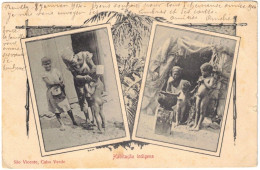 Afrique - Cap Vert - Cabo Verde - Habitaçao Indigena - Habitation Indigène - Enfants - Carte Postale Pour La Drôme  1904 - Capo Verde