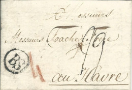 SUISSE LETTRE ZURICH POUR LE HAVRE ( SEINE MARITIME ) CACHET BS (BALE SUISSE) TRES BELLE FRAPPE DE 1791 RRR LETTRE COVER - ...-1845 Prefilatelia