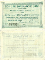 France - BILLET - AU BON MARCHE - 50 Centimes - 15-303 - Bonos