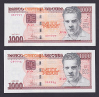 CUBA 1000 PESOS 2023 (SERIE BONITA) - S/C UNC - PAREJA CORRELATIVA - Cuba