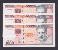 CUBA 1000 PESOS 2023 (SERIE BONITA) - S/C UNC - TRIO CORRELATIVO - Cuba