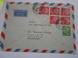 Lettre D'allemagne Pour La France Par Avion Mit Luftpost Bel Affranchissement 1/9/55 - Blocks & Sheetlets