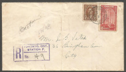 1940 Registered Cover 12c Mufti/Chamber CDS Toronto Stn F Ontario Local - Historia Postale