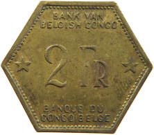 BELGIAN CONGO 2 FRANCS 1943  #t159 0301 - 1934-1945: Leopoldo III