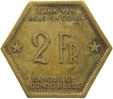 BELGIAN CONGO 2 FRANCS 1943  #t159 0311 - 1934-1945: Leopoldo III