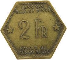 BELGIAN CONGO 2 FRANCS 1943  #t159 0295 - 1934-1945: Leopoldo III