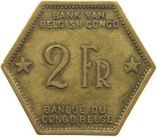BELGIAN CONGO 2 FRANCS 1943  #t159 0309 - 1934-1945: Leopoldo III
