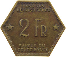 BELGIAN CONGO 2 FRANCS 1943  #t159 0285 - 1934-1945: Leopold III.