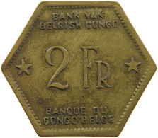 BELGIAN CONGO 2 FRANCS 1943  #t159 0293 - 1934-1945: Leopold III