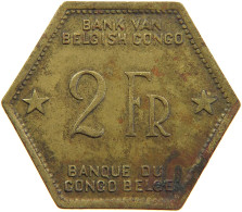 BELGIAN CONGO 2 FRANCS 1943  #t159 0277 - 1934-1945: Leopold III.