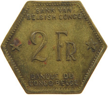 BELGIAN CONGO 2 FRANCS 1943  #t159 0275 - 1934-1945: Leopoldo III