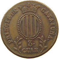 BARCELONA 3 QUARTOS 1837 Isabell II. (1833–1868) #s050 0061 - Provincial Currencies