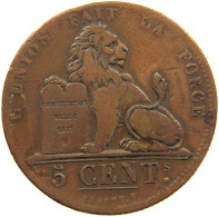 BELGIUM 5 CENTIMES 1837 Leopold I. (1831-1865) #c029 0027 - 5 Cents