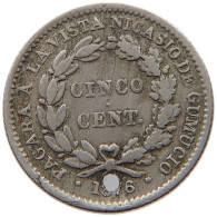 BOLIVIA 5 CENTAVOS 1876 COCHABAMBA #t098 0087 - Bolivië